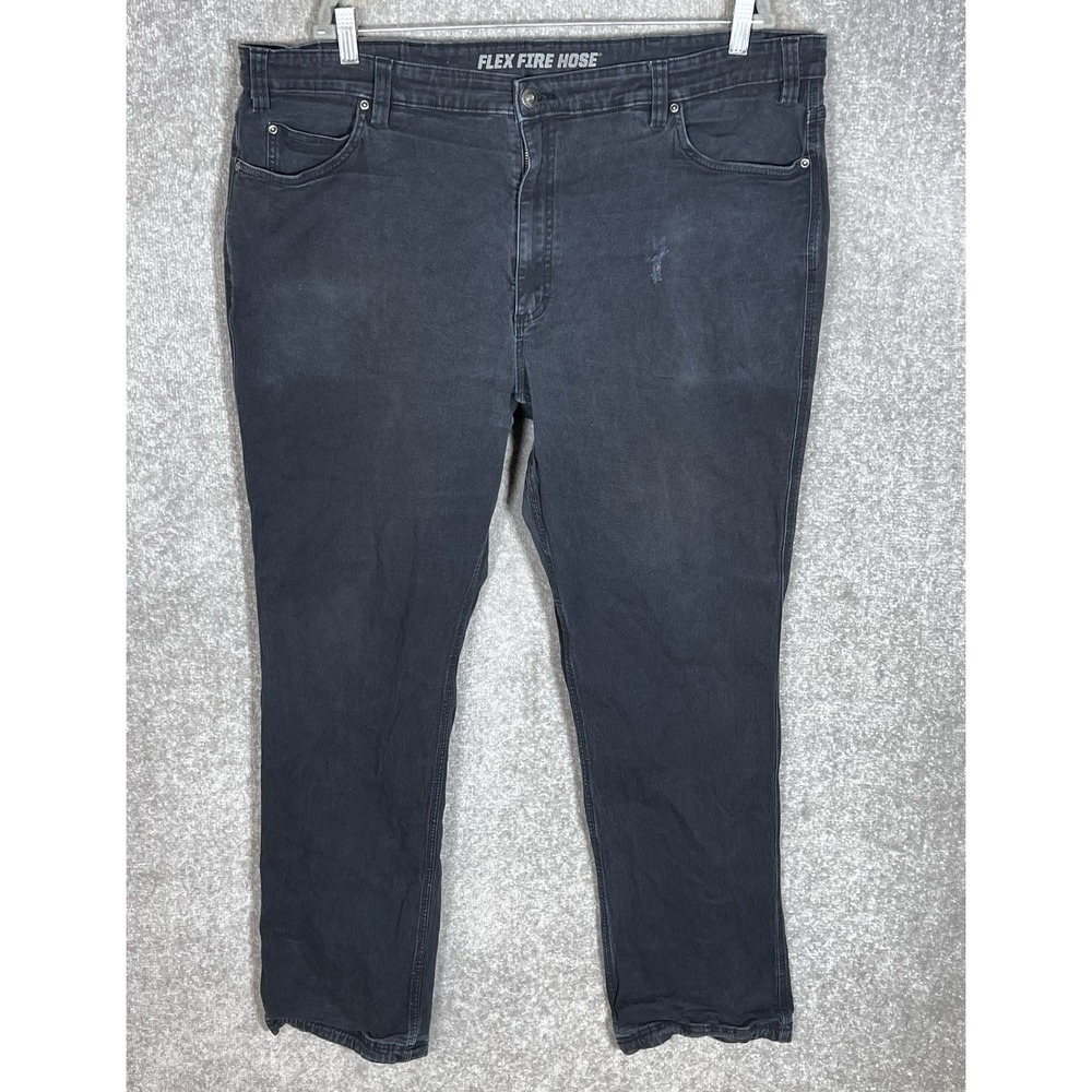 Duluth Flex Fire Hose Relaxed Fit Jeans Mens Size 46x34 Black Stretch Distressed
